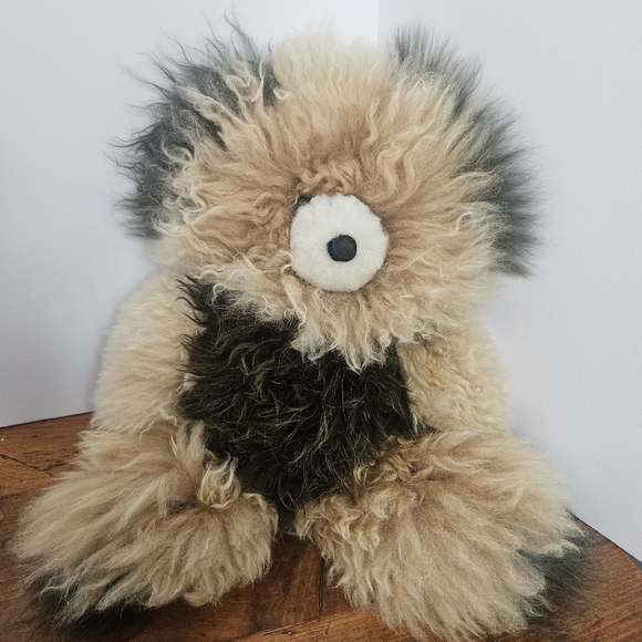 Alpaca Fur Brown, Tan and Cream Teddy Bear Alpaca Wool Fleece Hair Plush Bear - Picture 8 of 8